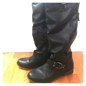 Black knee high scrunch boots
